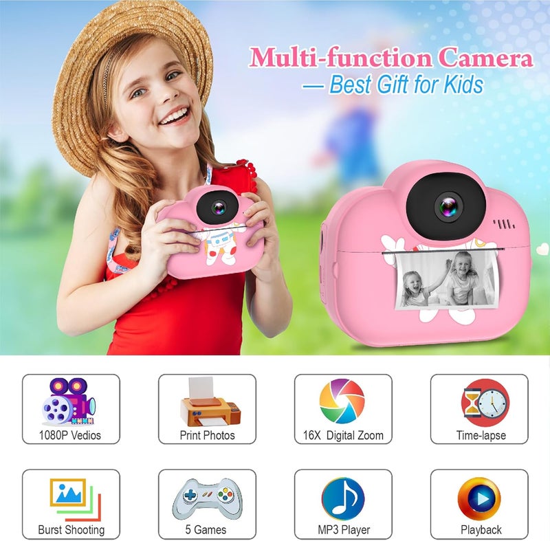 Trayoo Kids Digital Camera Instant Print, Portable Instant Camera for Girls, Ages 3-10 (Pink) - Image 2